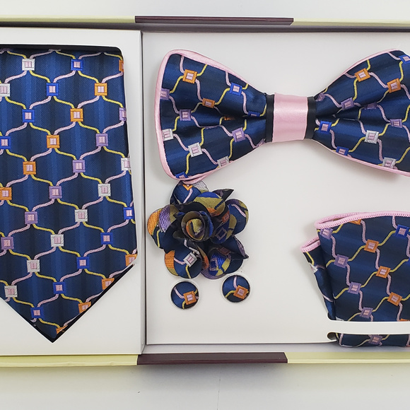 St. Patrick Other - SOLD Pink Bow Tie & Necktie Bud Hanky CuffLink Set